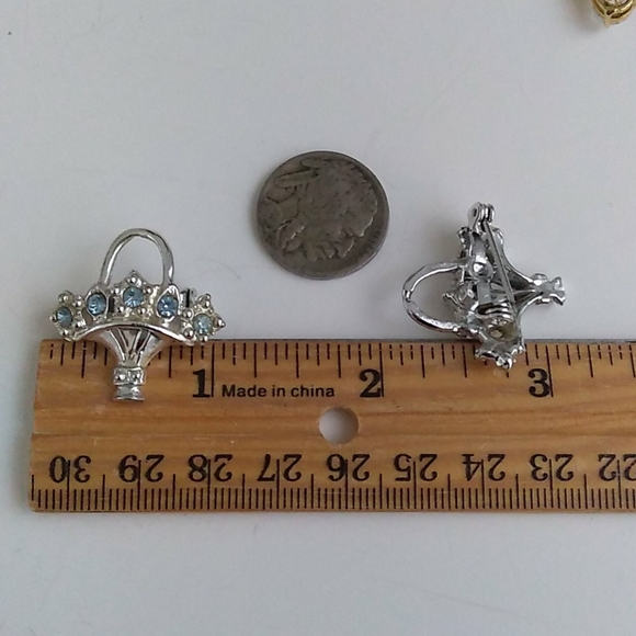 VINTAGE Blue Rhinestone Rhodium Pl Scatter Pins - Picture 7 of 8